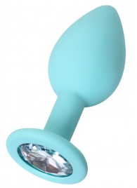 Мятная анальная пробка с прозрачным кристаллом Brilliant - 7 см. - ToyFa - купить с доставкой в Димитровграде