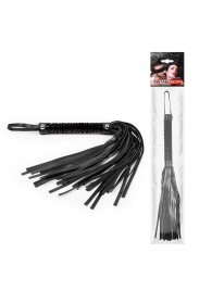 Черная гладкая плеть-флоггер с ручкой - 40 см. - Notabu - купить с доставкой в Димитровграде