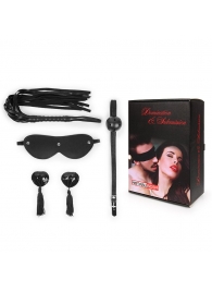 Эротический набор в черном цвете: маска, кляп, пэстисы, плётка - Notabu - купить с доставкой в Димитровграде