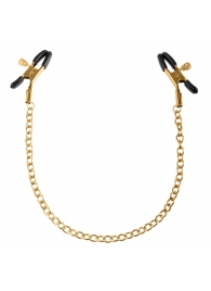 Чёрные с золотом зажимы на соски Gold Chain Nipple Clamps - Pipedream - купить с доставкой в Димитровграде