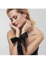 Черные ленты для связывания SILKY SENSUAL HANDCUFFS - Bijoux Indiscrets - купить с доставкой в Димитровграде