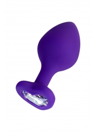 Фиолетовая анальная втулка Diamond Heart с прозрачным кристаллом - 8 см. - ToyFa - купить с доставкой в Димитровграде