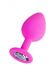 Розовая анальная втулка Brilliant с прозрачным кристаллом - 8 см. - ToyFa - купить с доставкой в Димитровграде