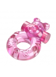 Розовое эрекционное виброкольцо на пенис Pink Bear - Baile - в Димитровграде купить с доставкой