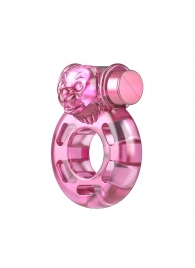 Розовое эрекционное кольцо с вибрацией Pink Bear - Baile - в Димитровграде купить с доставкой