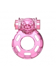 Розовое эрекционное кольцо с вибрацией Pink Bear - Baile - в Димитровграде купить с доставкой
