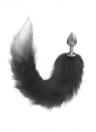 Серебристая анальная пробка с черным хвостом Galaxy - Lola Games - купить с доставкой в Димитровграде