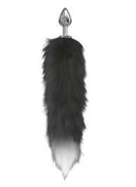 Серебристая анальная пробка с черным хвостом Starlit - Lola Games - купить с доставкой в Димитровграде