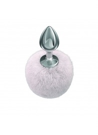 Серебристая анальная пробка с белым пушистым хвостиком Twinkle - Lola Games - купить с доставкой в Димитровграде