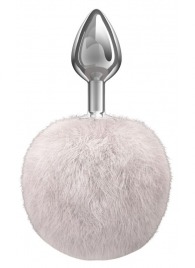 Серебристая анальная пробка с белым пушистым хвостиком Twinkle - Lola Games - купить с доставкой в Димитровграде