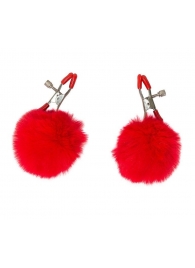 Зажимы на соски Angelic с красными меховыми шариками - Lola Games - купить с доставкой в Димитровграде