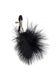 Зажимы на соски с черным пухом Euphoric - Lola Games - купить с доставкой в Димитровграде