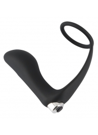 Черное эрекционное кольцо с анальной вибропробкой Vibrating Ring   Plug - Orion - в Димитровграде купить с доставкой