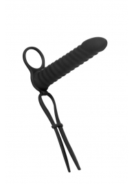 Черная вибронасадка для двойного проникновения Rori - 17 см. - Lola Games - купить с доставкой в Димитровграде