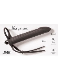 Черная вибронасадка для двойного проникновения Rori - 17 см. - Lola Games - купить с доставкой в Димитровграде