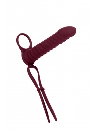Бордовая вибронасадка для двойного проникновения Rori - 17 см. - Lola Games - купить с доставкой в Димитровграде