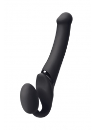 Черный безремневой вибрострапон Silicone Bendable Strap-On M - Strap-on-me - купить с доставкой в Димитровграде