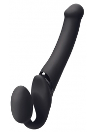 Черный безремневой вибрострапон Silicone Bendable Strap-On M - Strap-on-me - купить с доставкой в Димитровграде