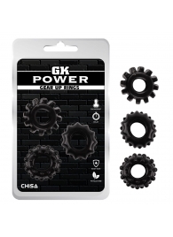 Набор из 3 черных эрекционных колец Gear Up Rings - Chisa - в Димитровграде купить с доставкой