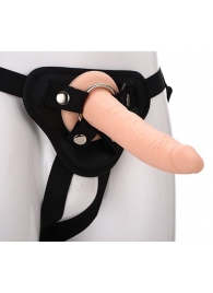 Телесный страпон на черных трусиках STRAP ON REAL DILDO - 20 см. - Dream Toys - купить с доставкой в Димитровграде