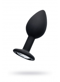 Черная анальная втулка с прозрачным стразом - 7,2 см. - POPO Pleasure - купить с доставкой в Димитровграде