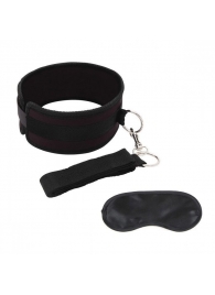 Черный ошейник с длинным поводком Collar and Leash Set - Lux Fetish - купить с доставкой в Димитровграде