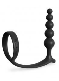Черная анальная цепочка с эрекционным кольцом Ass-gasm Cockring Anal Beads - Pipedream - в Димитровграде купить с доставкой