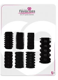 Набор из 7 черных насадок PENIS SLEEVES SET - Dream Toys - в Димитровграде купить с доставкой