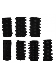 Набор из 7 черных насадок PENIS SLEEVES SET - Dream Toys - в Димитровграде купить с доставкой