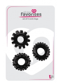 Набор из 3 черных эрекционных колец SET OF 3 COCKRINGS - Dream Toys - в Димитровграде купить с доставкой