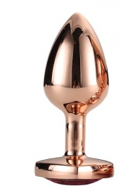 Золотистая анальная втулка с кристаллом-сердечком розового цвета - 7,1 см. - Dream Toys - купить с доставкой в Димитровграде