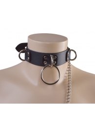 Черный кожаный ошейник Big Ring - Sitabella - купить с доставкой в Димитровграде