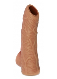 Телесная открытая насадка-реалистик с подхватом мошонки Nude Sleeve L - 14 см. - KOKOS - в Димитровграде купить с доставкой