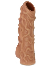 Телесная насадка с венками и открытой головкой Nude Sleeve M - 12 см. - KOKOS - в Димитровграде купить с доставкой