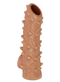 Телесная насадка с шипами и открытой головкой Nude Sleeve M - 12 см. - KOKOS - в Димитровграде купить с доставкой