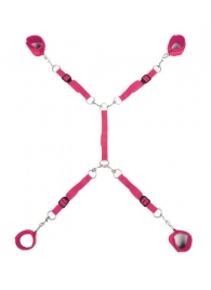 Ярко-розовый набор фиксаций на кровати Classic Bed Spreader - Lux Fetish - купить с доставкой в Димитровграде