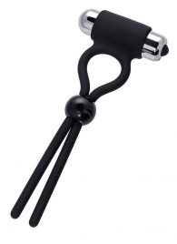 Черное эрекционное лассо Ect с виброэлементом - A-toys - в Димитровграде купить с доставкой