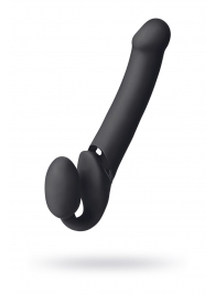 Черный безремневой вибрострапон Vibrating Bendable Strap-On L - Strap-on-me - купить с доставкой в Димитровграде