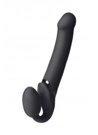 Черный безремневой вибрострапон Vibrating Bendable Strap-On L - Strap-on-me - купить с доставкой в Димитровграде