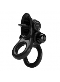 Черное эрекционное кольцо с подхватом мошонки и стимулятором клитора Passionate Ring - Baile - в Димитровграде купить с доставкой