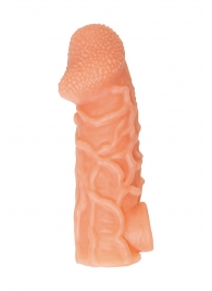 Телесная закрытая насадка с венками Cock Sleeve Size L - 17,6 см. - KOKOS - в Димитровграде купить с доставкой
