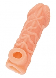Телесная закрытая насадка с венками Cock Sleeve Size L - 17,6 см. - KOKOS - в Димитровграде купить с доставкой