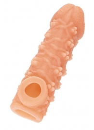 Телесная закрытая насадка с пучками шишечек Cock Sleeve Size M - 15,6 см. - KOKOS - в Димитровграде купить с доставкой