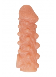 Телесная закрытая насадка с шариками Cock Sleeve Size M - 15,6 см. - KOKOS - в Димитровграде купить с доставкой