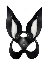 Черная маска зайки с белым мехом на ушках Miss Bunny - БДСМ Арсенал - купить с доставкой в Димитровграде