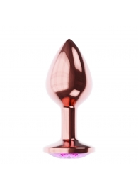 Пробка цвета розового золота с лиловым кристаллом Diamond Quartz Shine L - 8,3 см. - Lola Games - купить с доставкой в Димитровграде