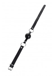 Черный кляп-шар на кожаных ремешках Anonymo - ToyFa - купить с доставкой в Димитровграде