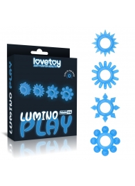 Набор из 4 голубых, светящихся в темноте эрекционных колец Lumino Play - Lovetoy - в Димитровграде купить с доставкой