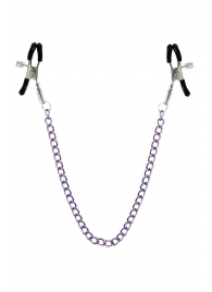 Зажимы для сосков с фиолетовой цепочкой Sweet Caress Nipple Chain - Sweet Caress - купить с доставкой в Димитровграде
