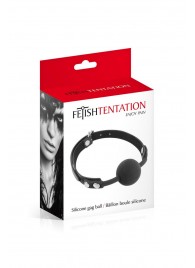 Черный силиконовый кляп-шарик на ремешках - Fetish Tentation - купить с доставкой в Димитровграде